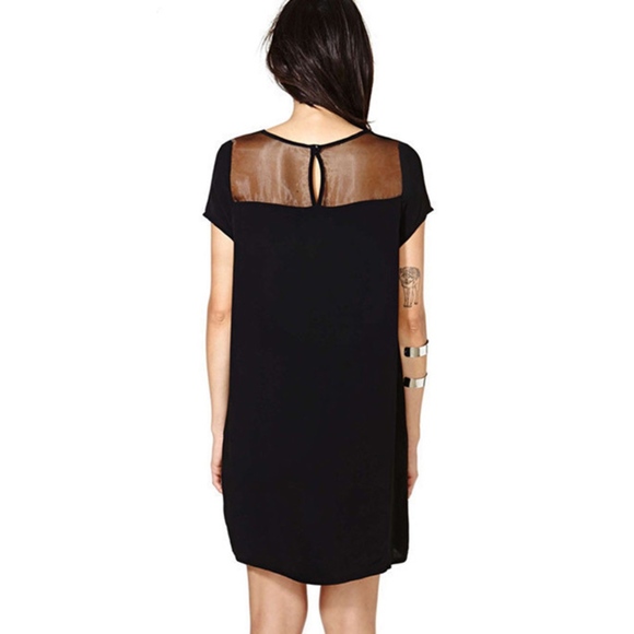 gorgeous sheer cut out panel black shift dress - Picture 3 of 5